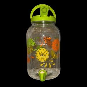 Vintage Glass Sun Tea Jar Drink‎ dispenser Citrus Lemon Lime Oranges A-4128